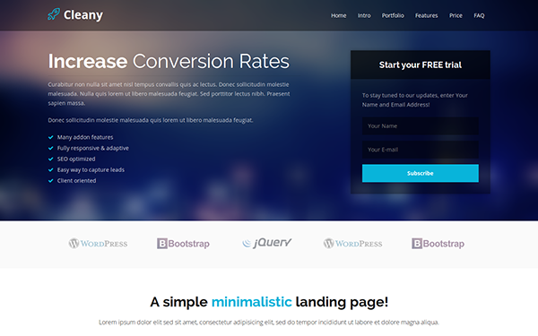 Cleany Landing Page